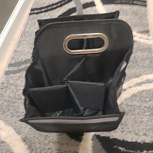 High Road Portable Seat Caddy Car Organizer Black Mesh Pockets Handle Back Seat